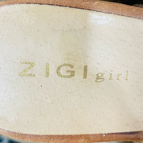 ZIGI Girl Tan  Leather Studded Wood Platform Clog Heeled Mules Womens Size 8.5 main image 4
